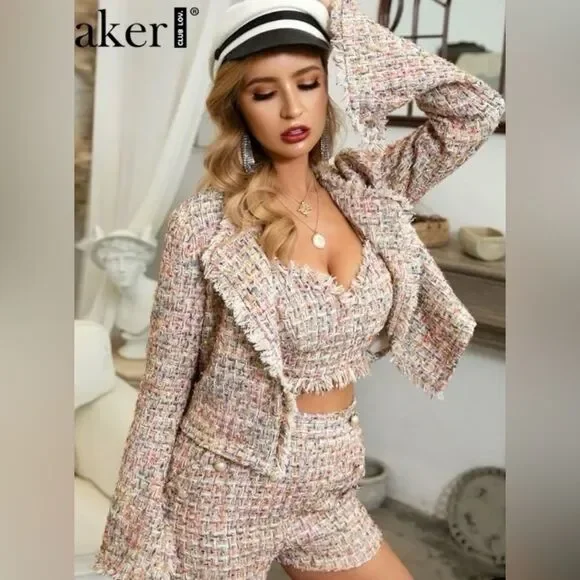 NWT Women's Glamaker Multicolor Tweed Jacket, size Med. - Picture 3 of 10